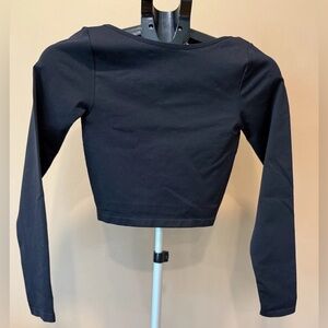 Altar'd State Black Scoop Neck Long Sleeve Stretch Crop Top S/M
